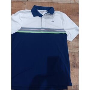 Good Good Golf Polo Shirt Mens Large White  Performance Striped Stretch 2398